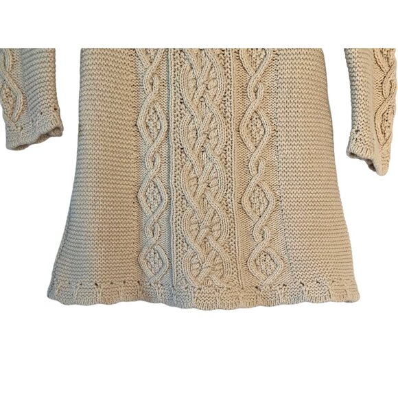 CUPCAKES AND CASHMERE Beige Cable Knit Long Sleeve A-Line Infant Dress Size 12M - Picture 4 of 6